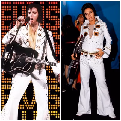 Elvis Presley (trái) và Thúy Uyên.