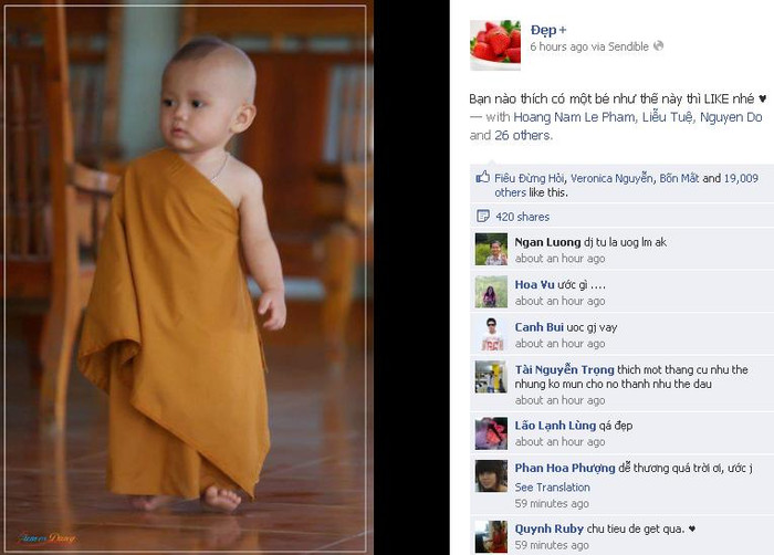 Cư dân facebook phát sốt vì tiểu hòa thượng Cư dân facebook phát sốt vì tiểu hòa thượng