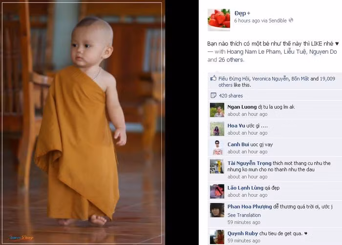 Cư dân facebook phát sốt vì tiểu hòa thượng Cư dân facebook phát sốt vì tiểu hòa thượng