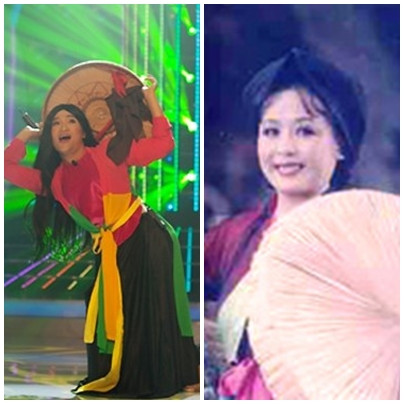 NSND Thu Hiền phiên bản Đại Nghĩa (trái) và "bản gốc".