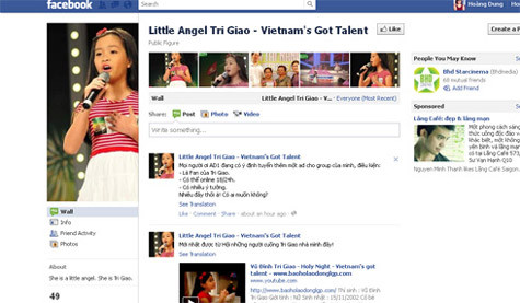 Trang mạng được lập ra dành riêng cho những người yêu thích giọng ca của Tri Giao. Ảnh: Chụp từ màn hình.