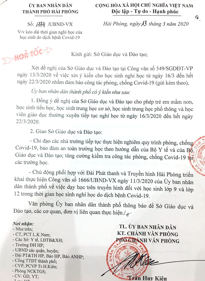 Hải Phòng tiếp tục cho học sinh các cấp nghỉ học để phòng, chống dịch Covid-19 (Ảnh: LT) Hải Phòng tiếp tục cho học sinh các cấp nghỉ học để phòng, chống dịch Covid-19 (Ảnh: LT)