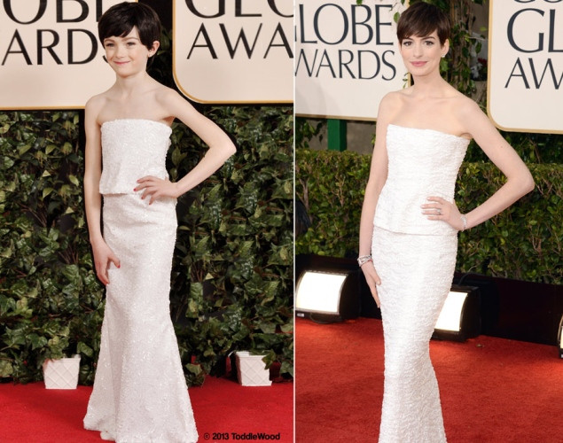 Theo lời kể của Messeroux thì phiên bản nhí của Anne Hathaway tỏ ra cực kỳ chuyên nghiệp và sành điều, bởi đây cũng là lần đầu cô bé tham gia chụp ảnh với Messeroux nhưng đã có một bức ảnh hoàn hảo với cách tạo hình không khác của phiên bản gốc. Mẫu nhí thậm chí còn muốn giữ lại trang phục này vì cô bé quá thích. Theo lời kể của Messeroux thì phiên bản nhí của Anne Hathaway tỏ ra cực kỳ chuyên nghiệp và sành điều, bởi đây cũng là lần đầu cô bé tham gia chụp ảnh với Messeroux nhưng đã có một bức ảnh hoàn hảo với cách tạo hình không khác của phiên bản gốc. Mẫu nhí thậm chí còn muốn giữ lại trang phục này vì cô bé quá thích.