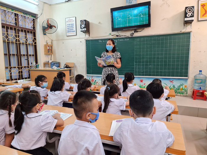 Giờ học tiếng Việt của lớp 1A1 Trường Tiểu học Võ Thị Sáu (quận Lê Chân, Hải Phòng) (Ảnh: Lã Tiến) Giờ học tiếng Việt của lớp 1A1 Trường Tiểu học Võ Thị Sáu (quận Lê Chân, Hải Phòng) (Ảnh: Lã Tiến)