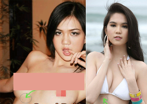 Vị trí một nốt ruồi của nhân vật trong ảnh giống với Ngọc Trinh (khi cô tham dự cuộc thi Hoa hậu người Việt hoàn cầu)