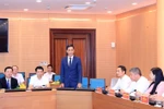 Ông Lê Thanh Nam - tân Chánh Văn phòng Ủy ban nhân dân thành phố Hà Nội phát biểu tại Hội nghị. Ảnh: hanoi.gov.vn.