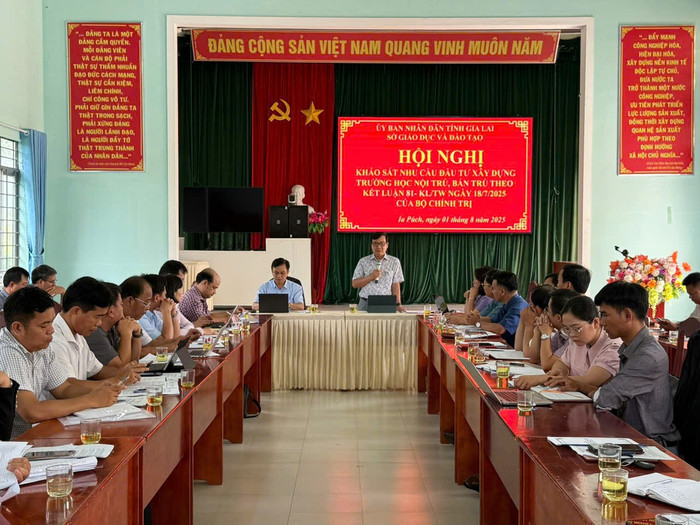 Sở Giáo dục và Đào tạo tỉnh Gia Lai tổ chức hội nghị Khảo sát nhu cầu đầu tư xây dựng trường học nội trú, bán trú theo kết luận 81 của Bộ Chính trị. Ảnh: Sở Giáo dục và Đào tạo tỉnh Gia Lai cung cấp. 63e19293a50e2c50751f.jpg