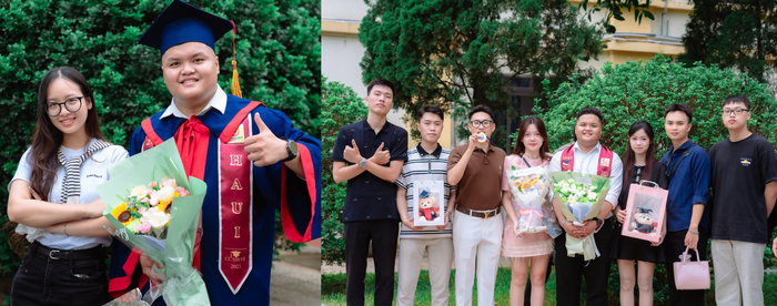 Minh Hiếu cùng bạn bè trong lễ tốt nghiệp. Ảnh: NVCC. hong-phan-cam-dao-xanh-la-dam-bo-anh-thu-cong-anh-ghep-nu-tinh-ca-nhan-bieu-ngu-kho-ngang-ngay-cua-me-5.png