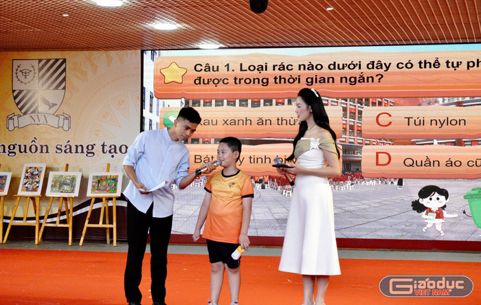 Phần minigame được dẫn dắt bởi Hoa hậu Thể thao Việt Nam 2022 Đoàn Thu Thủy và diễn viên Huy Cuội. gdvn-18.jpg