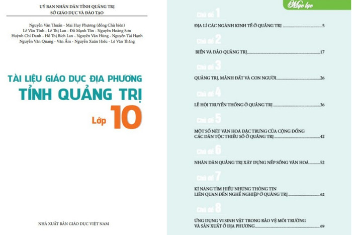 Tài liệu giáo dục địa phương lớp 10 tỉnh Quảng Trị. Ảnh: website Trường THPT Lê Lợi (Quảng Trị) thu-vien-2-hinh-anh-1-1457.jpg
