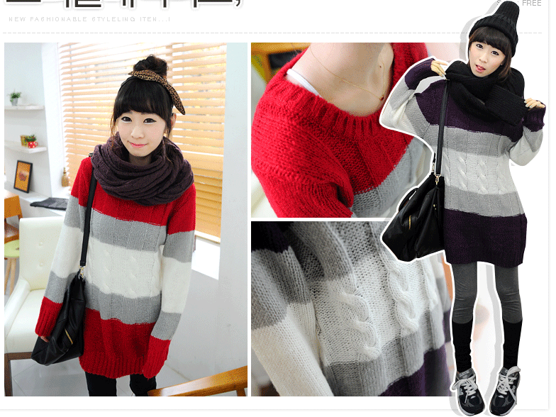 Áo len pha màu sắc dài mặc cùng quần tất và giày thể thao sẽ ấn tượng hơn với một chiếc khăn to bản, buộc tóc cao làm điệu với nơ hoặc chiếc mũ len. Áo len pha màu sắc dài mặc cùng quần tất và giày thể thao sẽ ấn tượng hơn với một chiếc khăn to bản, buộc tóc cao làm điệu với nơ hoặc chiếc mũ len.