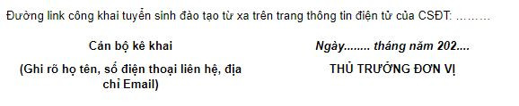 Thông tư 08 yêu cầu Đề án tuyển sinh cần có ký xác nhận của thủ trưởng đơn vị và thông tin cán bộ kê khai. Ảnh chụp màn hình