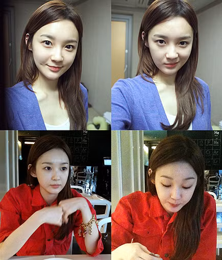 Kang Min Kyung (Davichi) khi trang điểm và để mặt mộc hoàn toàn không có sự khác biệt.