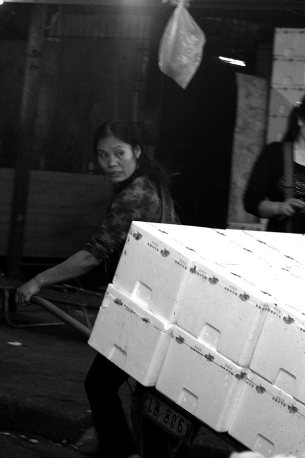 Những xe đẩy tay ở chợ Long Biên được thiết kế lại, to rộng gấp đôi xe thường thấy tại các tỉnh khác. Giá cả mỗi chuyến vận chuyển khoảng 5000-7000 đồng/người lượt. Những xe đẩy tay ở chợ Long Biên được thiết kế lại, to rộng gấp đôi xe thường thấy tại các tỉnh khác. Giá cả mỗi chuyến vận chuyển khoảng 5000-7000 đồng/người lượt.