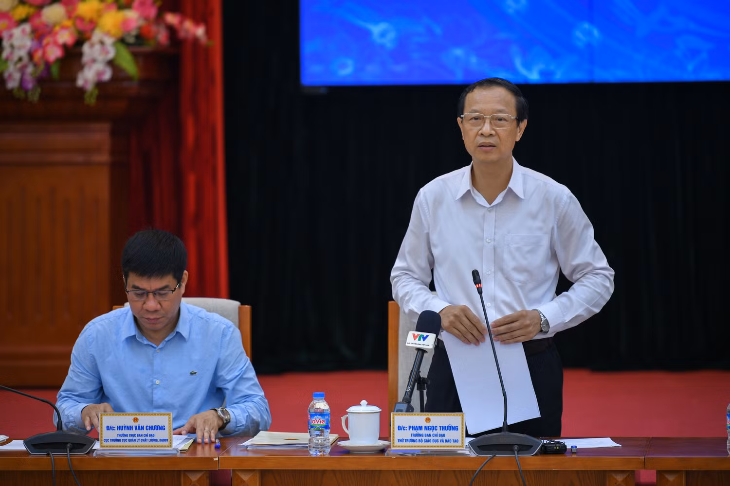 Thứ trưởng Phạm Ngọc Thưởng chia sẻ tại buổi họp báo. (Ảnh: Bộ Giáo dục và Đào tạo)