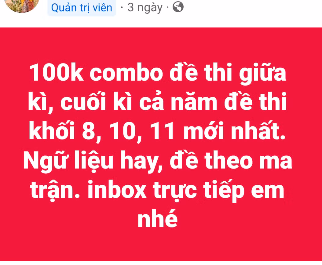 Rất khó tránh được bài mẫu, văn mẫu vì đề kiểm tra cũng đang được nhân bản (Ảnh chụp từ màn hình)
