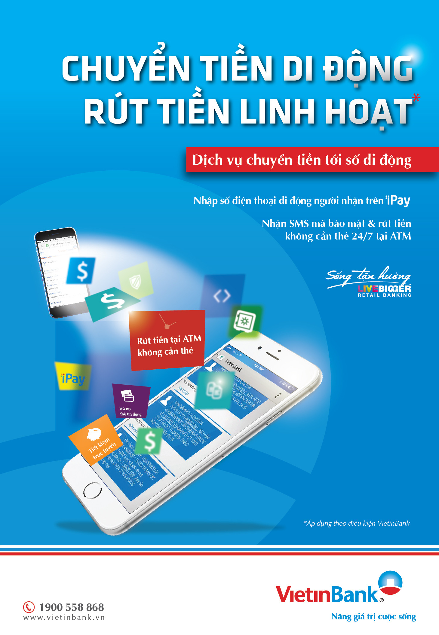 VietinBank vừa ra mắt dịch vụ “Chuyển tiền di động, rút tiền linh hoạt”. VietinBank vừa ra mắt dịch vụ “Chuyển tiền di động, rút tiền linh hoạt”.