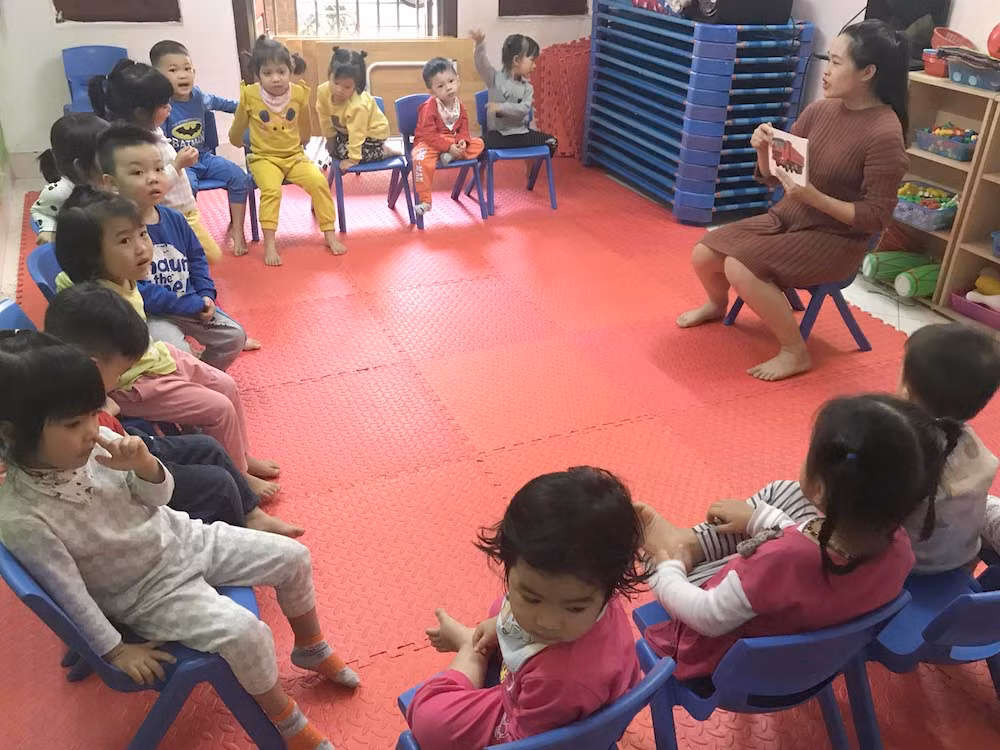 Các cháu trường mần non Talent Kids. ảnh: Tùng Dương.