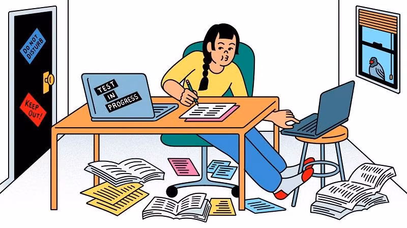Ứng phó như thế nào với gian lận, thi hộ khi kiểm tra trực tuyến? (Ảnh minh họa trên Giaoducthoidai.vn)