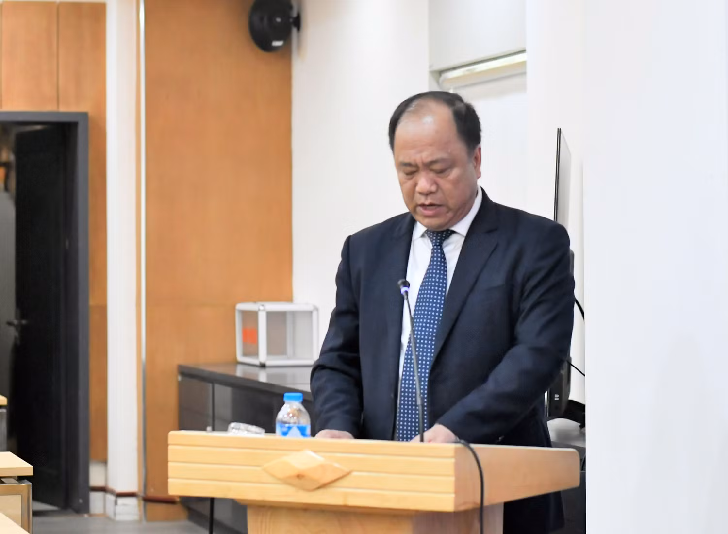 Tiến sĩ Nguyễn Văn Thiện – Phó Hiệu trưởng Trường Đại học Công nghiệp Hà Nội phát biểu tại buổi lễ. (Ảnh: Huệ Mai). Tiến sĩ Nguyễn Văn Thiện – Phó Hiệu trưởng Trường Đại học Công nghiệp Hà Nội phát biểu tại buổi lễ. (Ảnh: Huệ Mai).