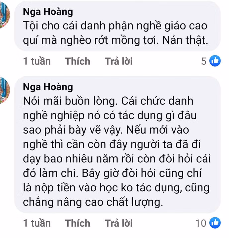 Giáo viên phản hồi với nhau trên mạng xã hội (Ảnh chụp từ màn hình)