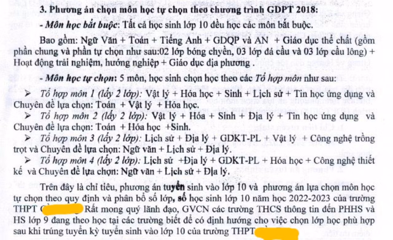 Nhiều trường trung học phổ thông đã định hướng cụ thể nhóm tổ hợp (Ảnh: Lê Văn Minh)