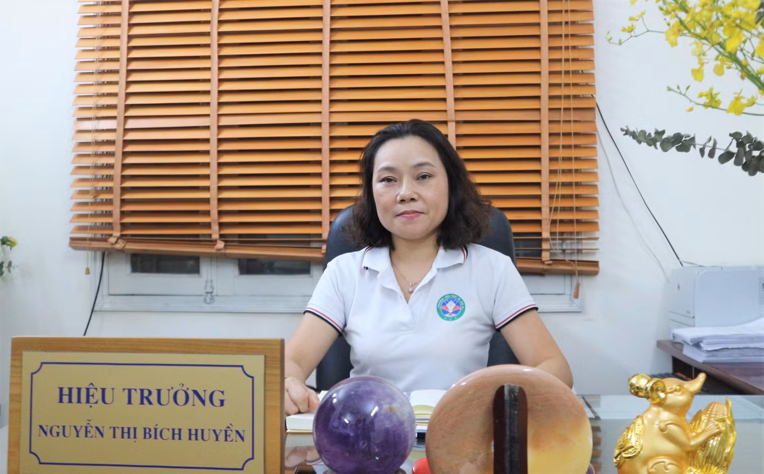 Cô Nguyễn Thị Bích Huyền (Hiệu trưởng trường tiểu học Ái Mộ A - Long Biên, Hà Nội). Ảnh: Đ.L
