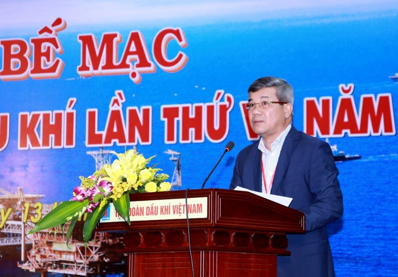 Đồng chí Đỗ Chí Thanh - Phó Tổng giám đốc Tập đoàn Dầu khí Việt Nam, Trưởng Ban Tổ chức Hội thi tay nghề Dầu khí lần thứ V phát biểu tại buổi trao giải