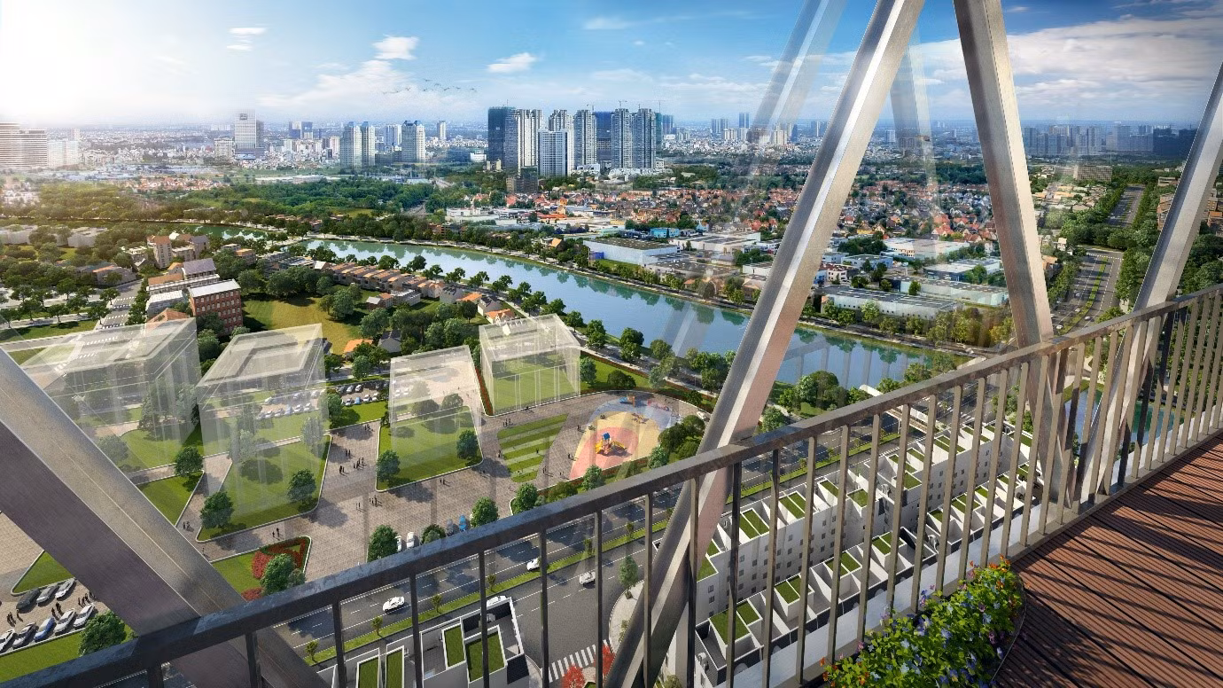 Không gian ngắm cảnh lý tưởng từ cầu kính tại tầng 33 cùng tầm view của những căn hộ 4 ngủ