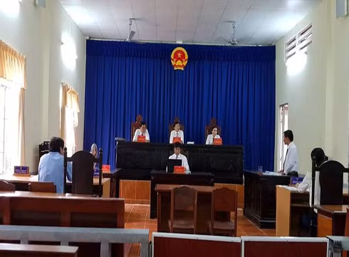 Luật sư Hồ Nguyên Lễ phát biểu bảo vệ quyền lợi cho cô Trinh tại phiên tòa sơ thẩm (ảnh: P.L)