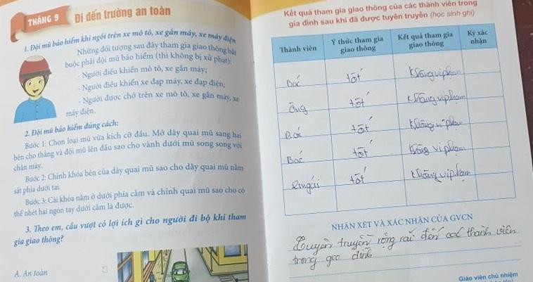 Ghi nhận xét sổ An toàn giao thông hàng tháng (Ảnh: CTV)
