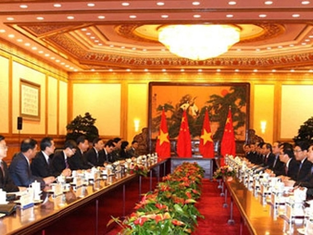 Hội đàm giữa Chủ tịch nước Trương Tấn Sang và Chủ tịch nước CHND Trung Hoa Tập Cận Bình. Ảnh: vov.vn.