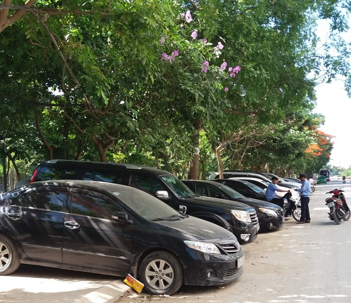 Đã hết hạn cấp phép tạm thời nhưng Công ty Tân Nhật Linh vẫn ngang nhiên trông xe, thậm chí còn chiếm luôn cả công viên làm điểm trông giữ với hàng chục đầu xe ô tô. Ảnh Liên Liên. Đã hết hạn cấp phép tạm thời nhưng Công ty Tân Nhật Linh vẫn ngang nhiên trông xe, thậm chí còn chiếm luôn cả công viên làm điểm trông giữ với hàng chục đầu xe ô tô. Ảnh Liên Liên.