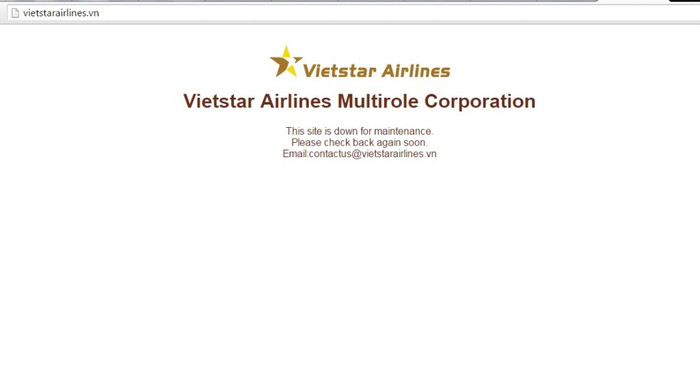 Chiều ngày 30/3, trang website của Vietstar Airlines bất ngờ không truy cập được- Ảnh chụp màn hình chiều ngày 30/3. Chiều ngày 30/3, trang website của Vietstar Airlines bất ngờ không truy cập được- Ảnh chụp màn hình chiều ngày 30/3.