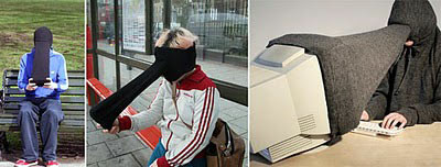 5. Chiếc mũ riêng tư Bạn đang truy cập internet hay đang sử dụng PC Pocket mà không muốn ai nhìn vào màn hình của mình? Rất đơn giản, hãy dùng chiếc mũ này để chụp lên đầu bạn và che luôn cả màn hình máy tính. Đảm bảo bạn sẽ được mặc sức đắm chìm trong thế giới riêng tư bí mật của mình mà không lo bị ai quấy rối cả.