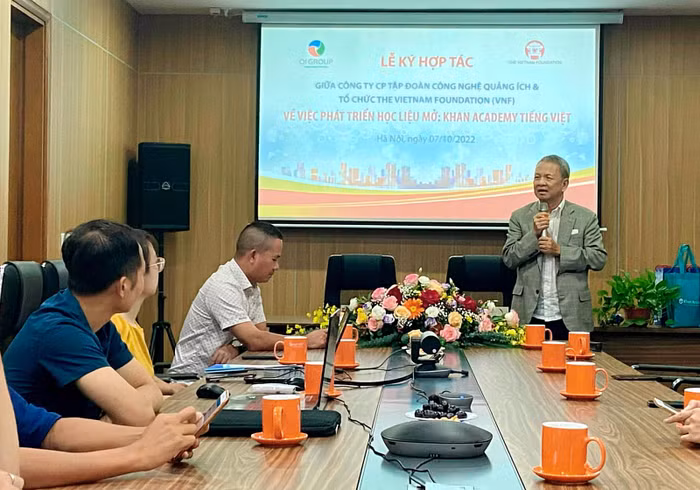 Chủ tịch Tổ chức The Vietnam Foundation (VNF) Phạm Đức Trung Kiên chia sẻ tại Lễ ký kết Chủ tịch Tổ chức The Vietnam Foundation (VNF) Phạm Đức Trung Kiên chia sẻ tại Lễ ký kết