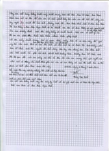 Bản tường trình của thí sinh Thòng Coọc Dinh Bản tường trình của thí sinh Thòng Coọc Dinh