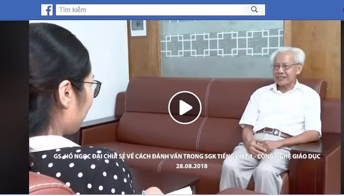Ảnh chụp màn hình đoạn video nhà báo kênh VTC14 phỏng vấn Giáo sư Hồ Ngọc Đại ngày 28/8/2018 đang được chia sẻ mạnh mẽ trên mạng xã hội. (Ảnh chụp màn hình)