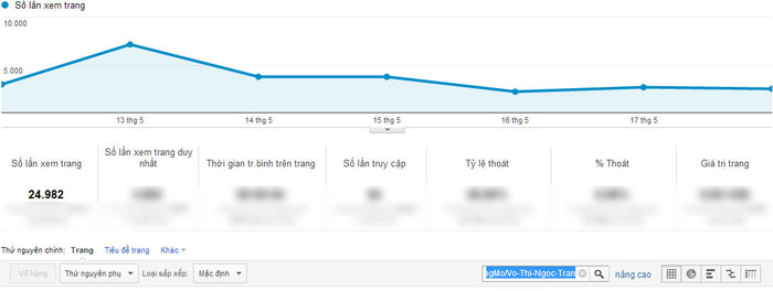 Chỉ số Google Analytics của Võ Thị Ngọc Trân.