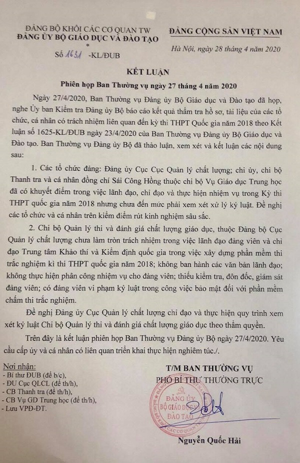 Đảng ủy Bộ Giáo dục và Đào tạo đã có kết luận Phiên họp Ban Thường vụ ngày 27/4/2020 Đảng ủy Bộ Giáo dục và Đào tạo đã có kết luận Phiên họp Ban Thường vụ ngày 27/4/2020