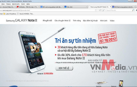 Thông báo khuyến mại rầm rộ của Samsung. Ảnh chụp từ website của Samsung Việt Nam. Thông báo khuyến mại rầm rộ của Samsung. Ảnh chụp từ website của Samsung Việt Nam.