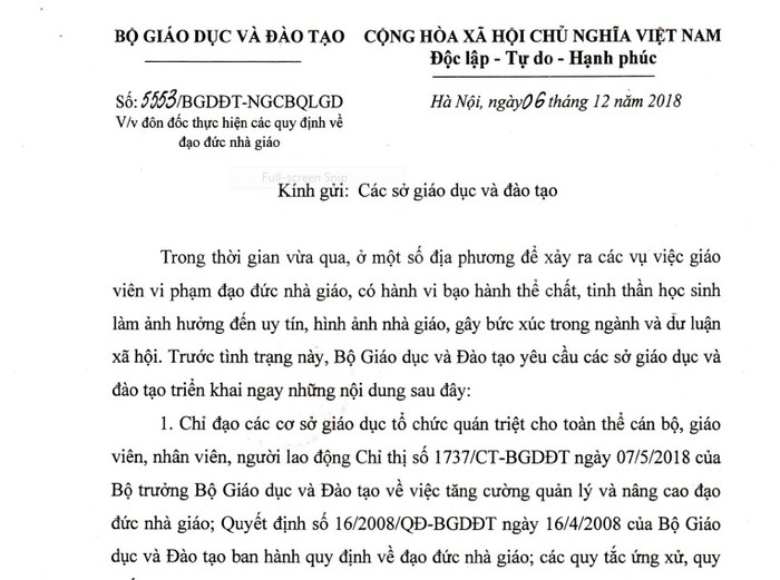 Bộ Giáo dục yêu cầu tuyệt đối không để xảy ra tình trạng bạo hành học sinh ảnh 1 Bộ Giáo dục yêu cầu tuyệt đối không để xảy ra tình trạng bạo hành học sinh ảnh 1