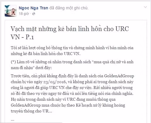 Cần làm rõ cá nhân, tổ chức đứng sau Facebook Ngoc Nga Tran bôi xấu cơ quan báo chí và doanh nghiệp - ảnh chụp màn hình