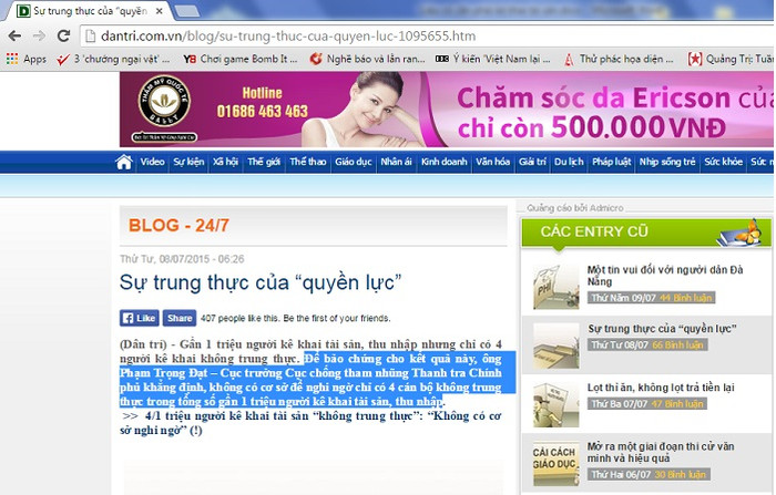 Không có cơ sở nghi ngờ kết quả kê khai tài sản (Ảnh chụp màn hình) Không có cơ sở nghi ngờ kết quả kê khai tài sản (Ảnh chụp màn hình)