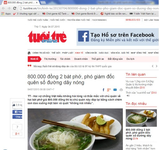 Chuyện "chặt chém" của người Việt (Ảnh: Chụp màn hình) Chuyện "chặt chém" của người Việt (Ảnh: Chụp màn hình)