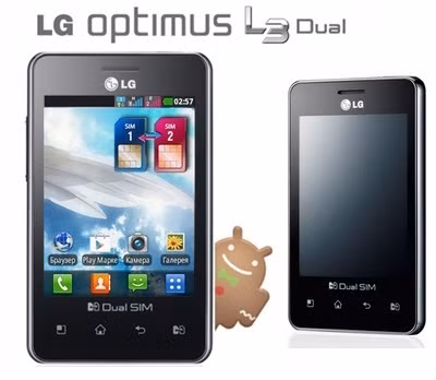 LG Optimus L3 E405 LG Optimus L3 E405 được trang bị màn hình cảm ứng 3,2 inch có độ phân giải 320 x 240 pixel, VXL MSM7225A 800 MHz với đồ họa Adreno 200 và chạy trên nền tảng hệ điều hành Android Gingerbread 2.3.6. Bên cạnh đó máy cũng hỗ trợ RAM 384 MB, bộ nhớ trong 1 GB, camera 3,15 MP ở mặt sau, webcam phía trước, khe cắm thẻ nhớ microSD, kết nối Wi-Fi, GPS và Bluetooth 3.0. Máy chỉ nặng 110 gram. Đây là mẫu nâng cấp của Optimus L3 E400 với các thông số kĩ thuật và tính năng tương tự nhưng được bổ sung thêm khả năng hỗ trợ dual-SIM. Đáng tiếc là dù máy hỗ trợ 2 SIM, nhưng chúng không thể hoạt động online cùng một lúc. Thay vào đó, người dùng sử dụng một nút thân thiện ngay trên mặt trước của máy để chuyển đổi chế độ hoạt động giữa 2 SIM. Nói cách khác, dù gắn 2 SIM trên máy nhưng bạn chỉ sử dụng được một SIM tại một thời điểm. LG Optimus L3 E405 đang được chào giá 185 USD ở một số nước châu Âu.