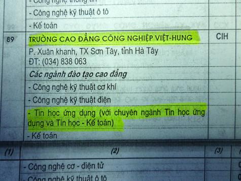 Cuốn Những điều cần biết về tuyển sinh ĐH, CĐ năm 2007" ghi rõ ngành Tin học ửng dụng (với chuyên ngành Tin học ứng dụng và Tin học kế toán)