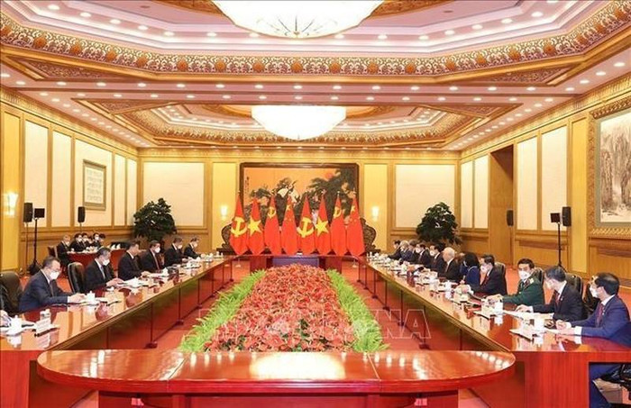 Tổng Bí thư Nguyễn Phú Trọng hội đàm với Tổng Bí thư, Chủ tịch Trung Quốc Tập Cận Bình. (Ảnh: TTXVN) Tổng Bí thư Nguyễn Phú Trọng hội đàm với Tổng Bí thư, Chủ tịch Trung Quốc Tập Cận Bình. (Ảnh: TTXVN)