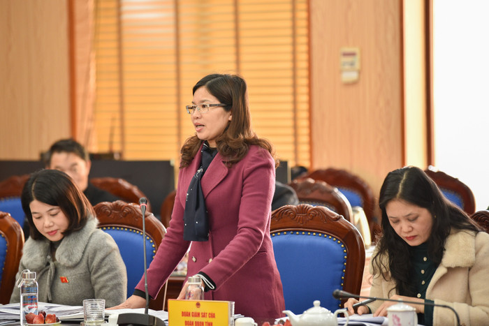 Bà Đồng Thị Vân Thoa (Trưởng ban chuyên trách Văn hóa - xã hội Hội đồng nhân dân tỉnh - thành viên đoàn giám sát). Ảnh: Thế Đại. Bà Đồng Thị Vân Thoa (Trưởng ban chuyên trách Văn hóa - xã hội Hội đồng nhân dân tỉnh - thành viên đoàn giám sát). Ảnh: Thế Đại.