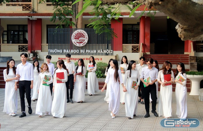 Sinh viên Trường Đại học Sư phạm Hà Nội 2. Ảnh: Ngân Chi. Sinh viên Trường Đại học Sư phạm Hà Nội 2. Ảnh: Ngân Chi.